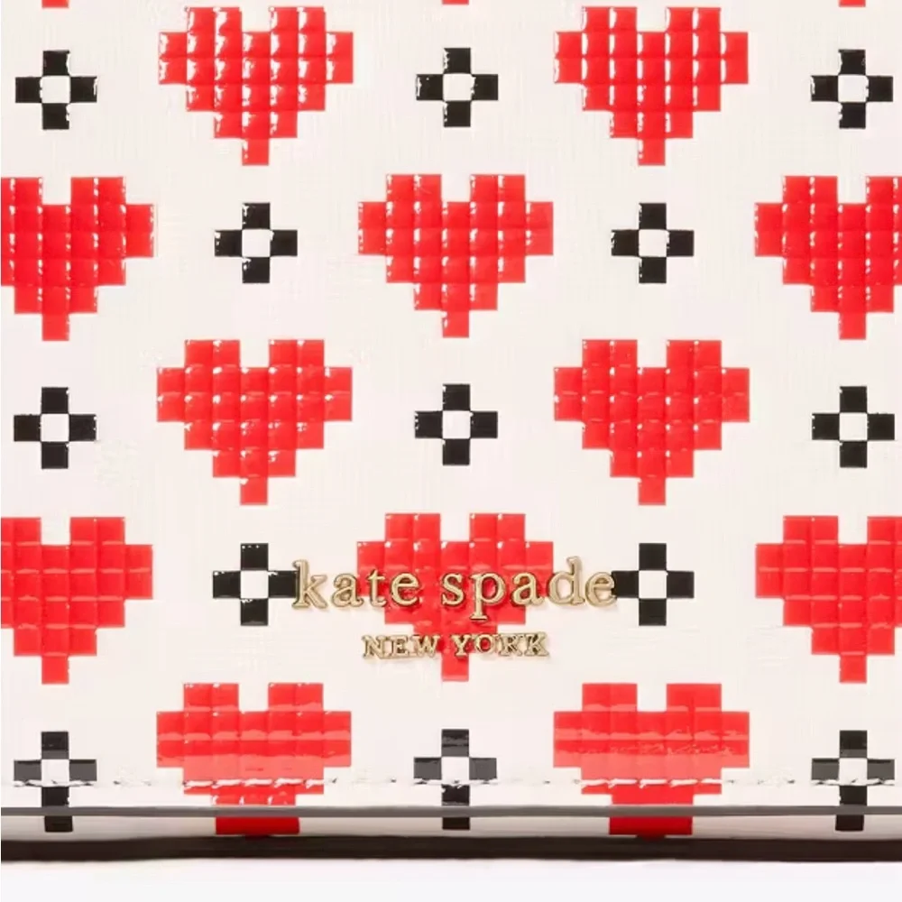 Kate Spade Pixel Hearts Devin Crossbody Flap Chain Wallet Bag NWOT - Picture 12 of 12